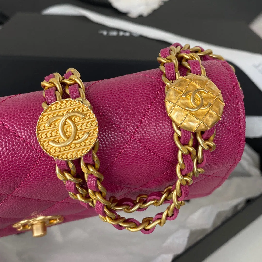 CHLSmall Flap Bag Gold Hardware Plum For Women, Women&#8217;s Handbags, Shoulder Bags 7.5in/19cm AP2840