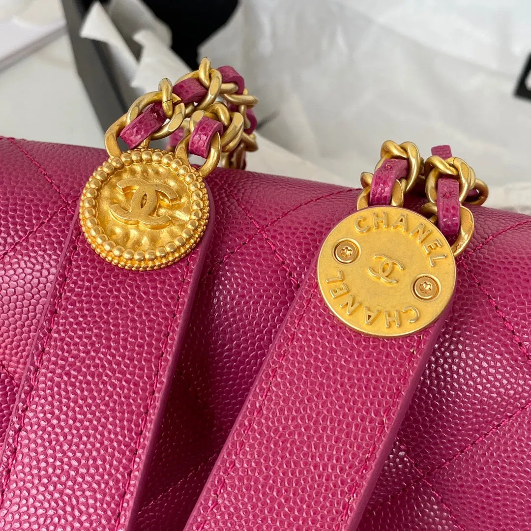 CHLSmall Flap Bag Gold Hardware Plum For Women, Women&#8217;s Handbags, Shoulder Bags 7.5in/19cm AP2840