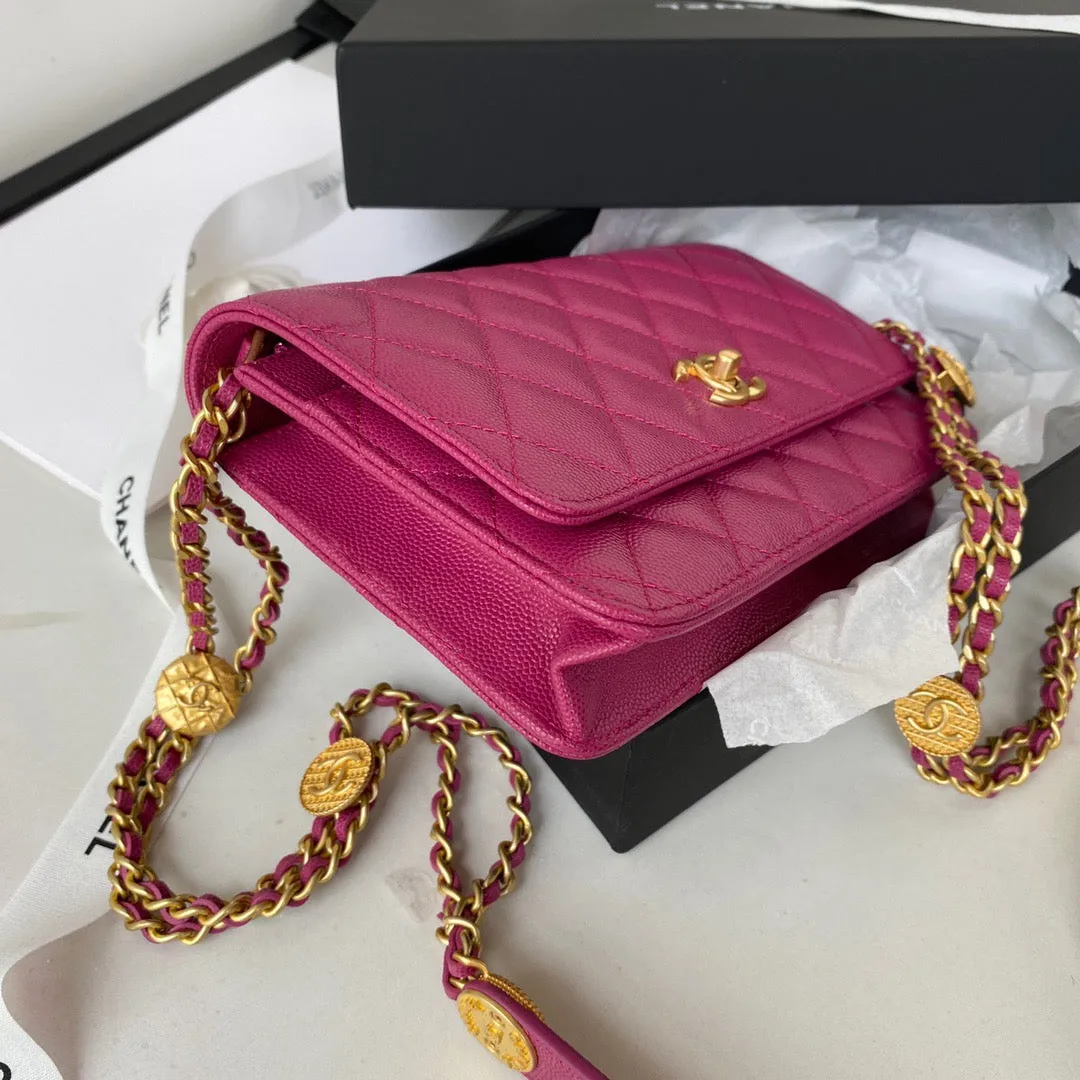 CHLSmall Flap Bag Gold Hardware Plum For Women, Women&#8217;s Handbags, Shoulder Bags 7.5in/19cm AP2840