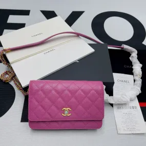 CHLSmall Flap Bag Gold Hardware Plum For Women, Women&#8217;s Handbags, Shoulder Bags 7.5in/19cm AP2840