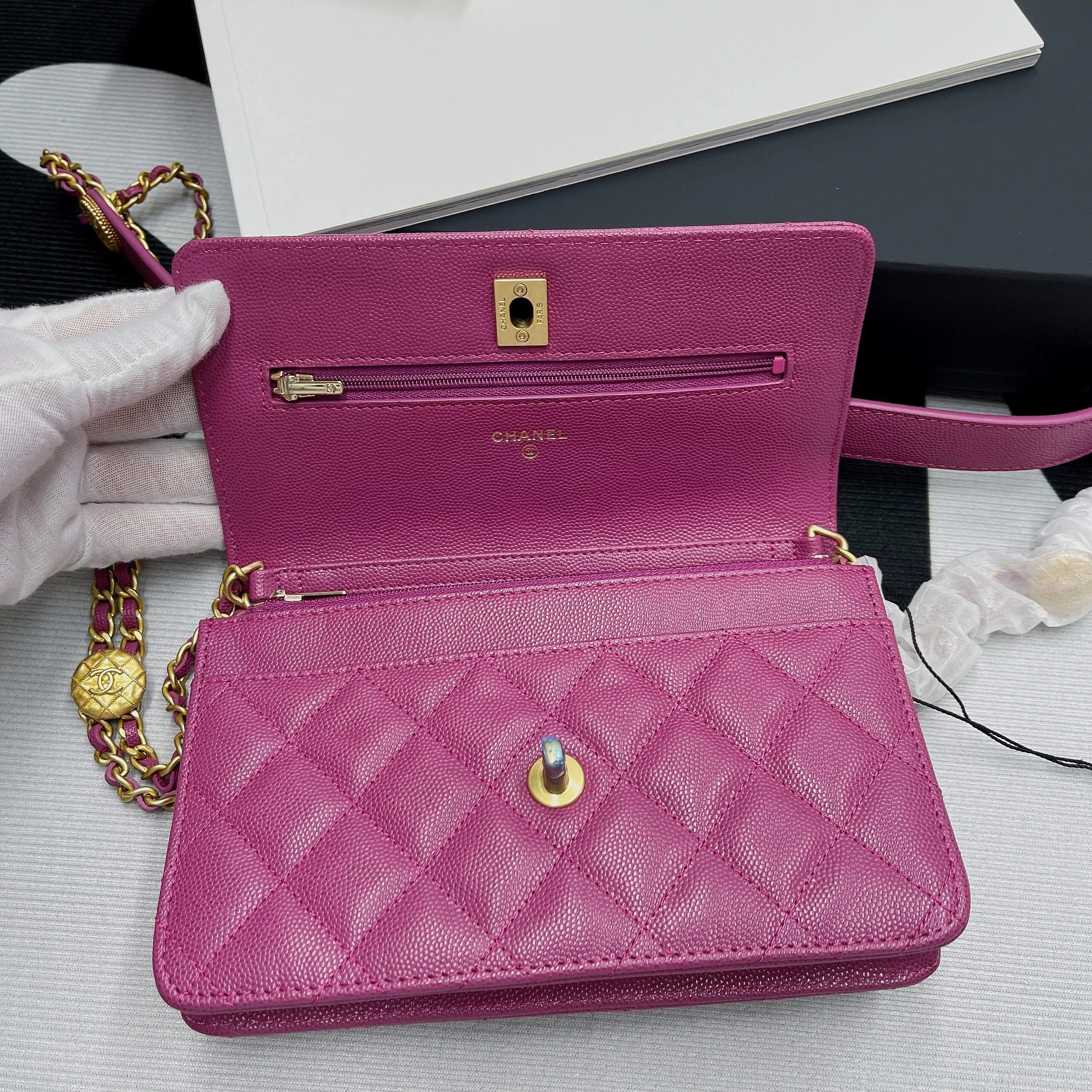 CHLSmall Flap Bag Gold Hardware Plum For Women, Women&#8217;s Handbags, Shoulder Bags 7.5in/19cm AP2840