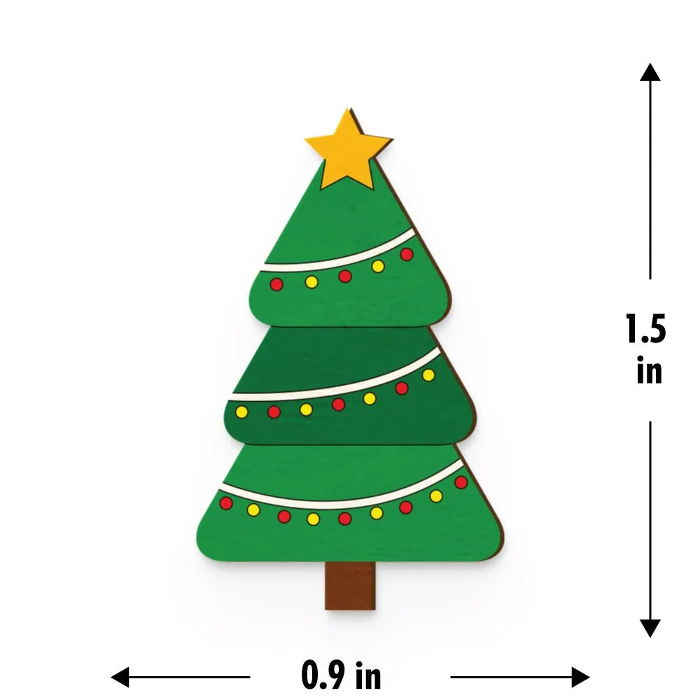 Christmas Tree Hand Painted Wooden Pin