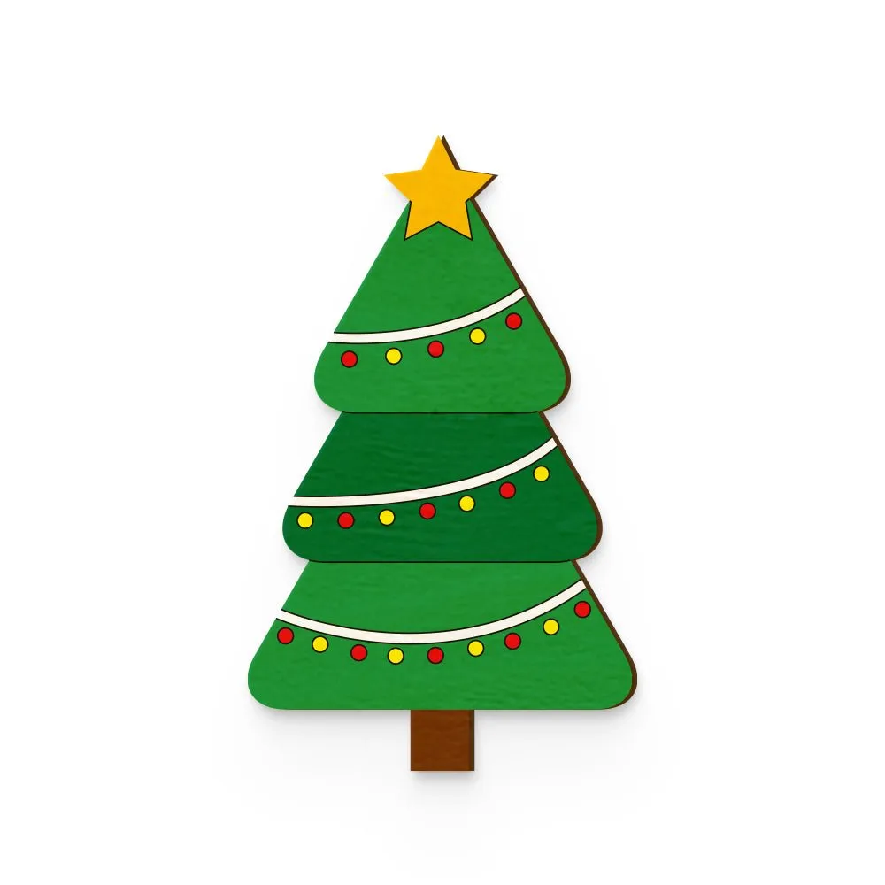 Christmas Tree Hand Painted Wooden Pin