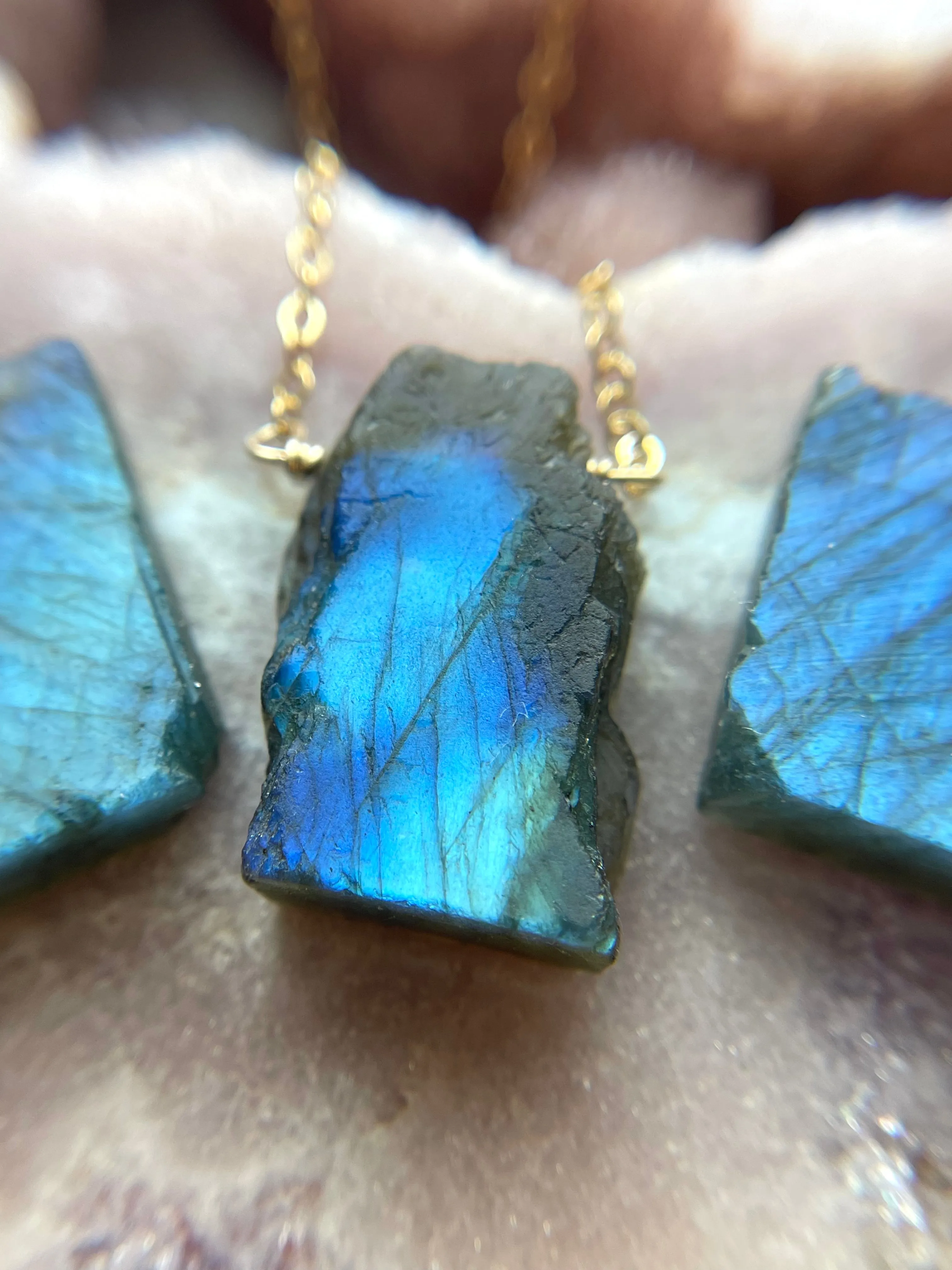 Chunky Raw Labradorite Necklace