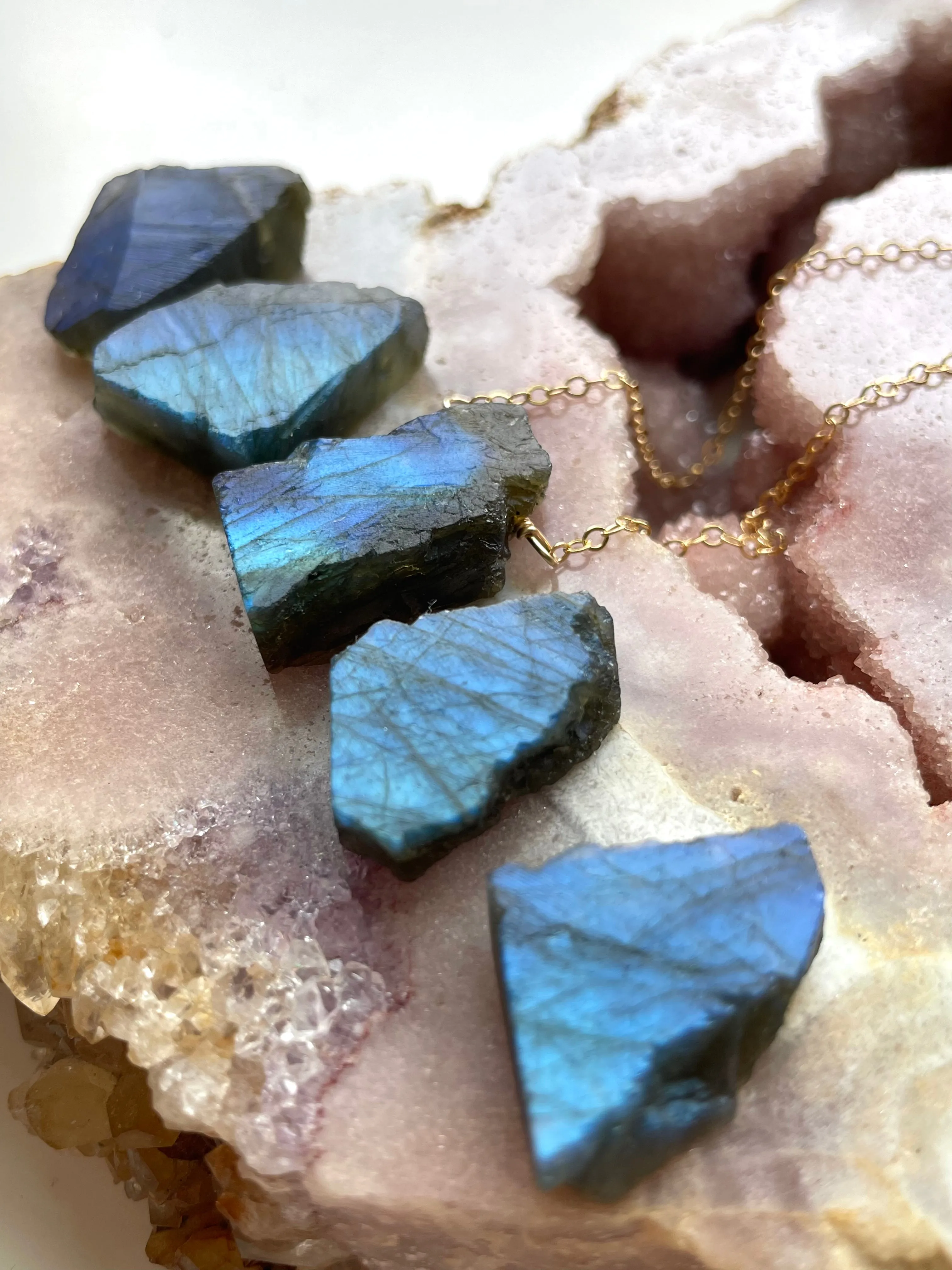 Chunky Raw Labradorite Necklace