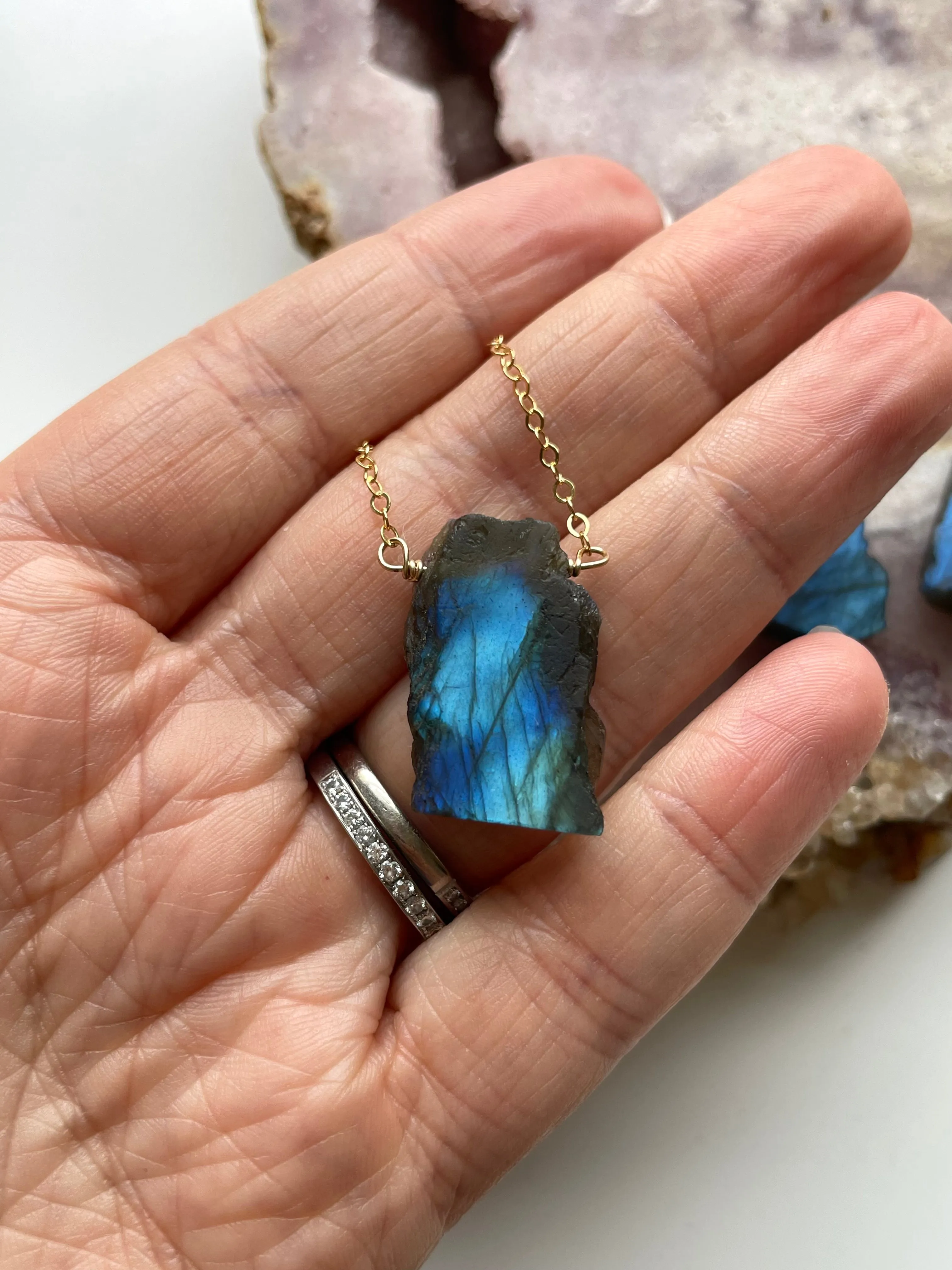 Chunky Raw Labradorite Necklace