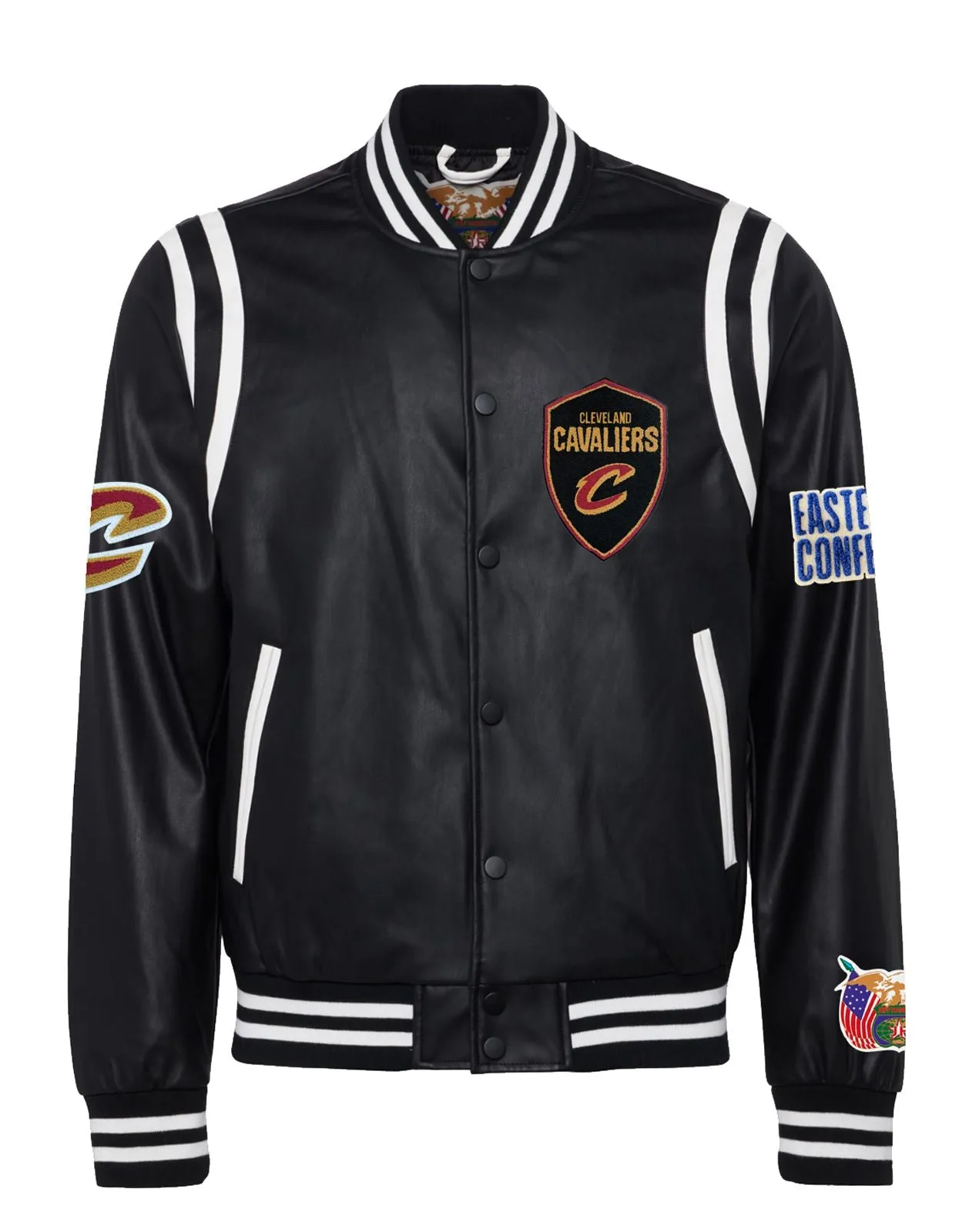 CLEVELAND CAVALIERS VEGAN LEATHER JACKET Black / White