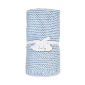cotton knitted blanket blue