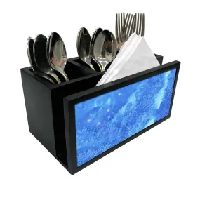 Cutlery Tissue Holder Napkin Stand -  Arctic Space Dark Blue Watercolor
