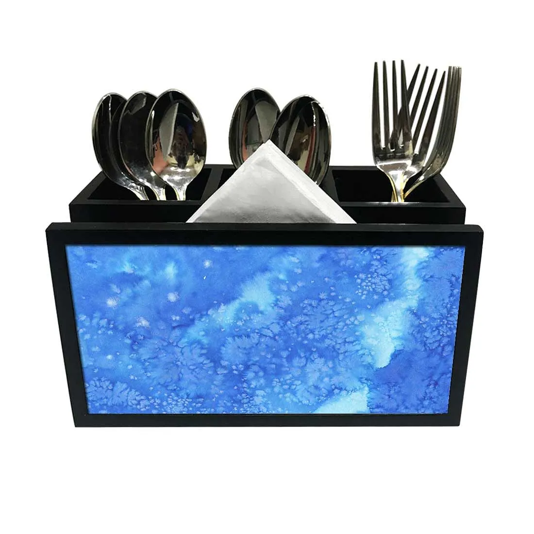 Cutlery Tissue Holder Napkin Stand -  Arctic Space Dark Blue Watercolor
