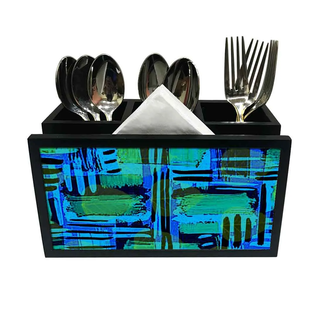 Cutlery Tissue Holder Napkin Stand -  Blue Stike