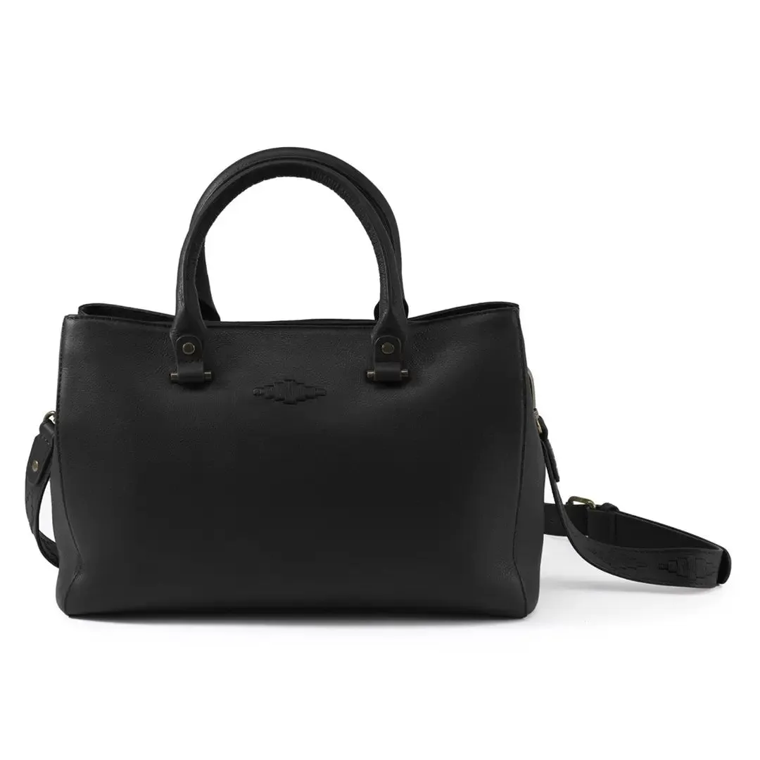 Diversa Satchel Bag - Black Leather by Pampeano