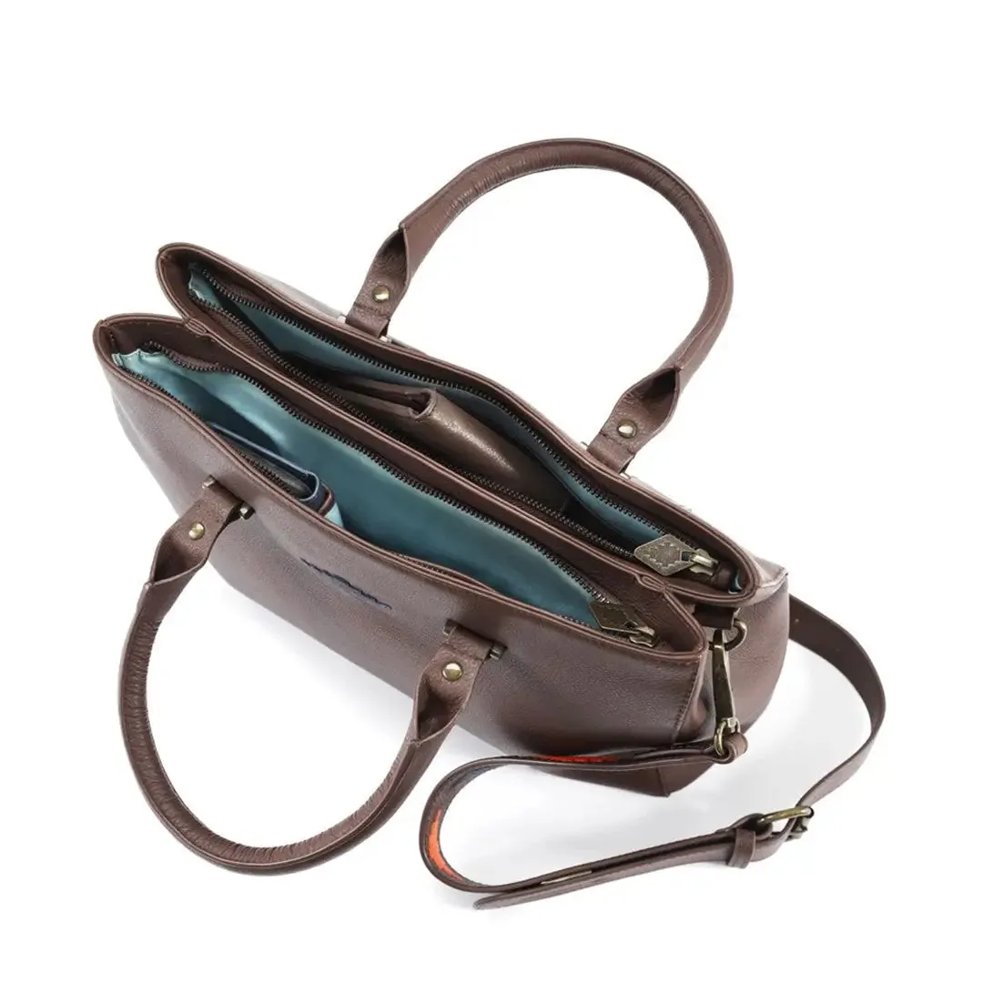 Diversa Satchel Bag - Brown Leather by Pampeano