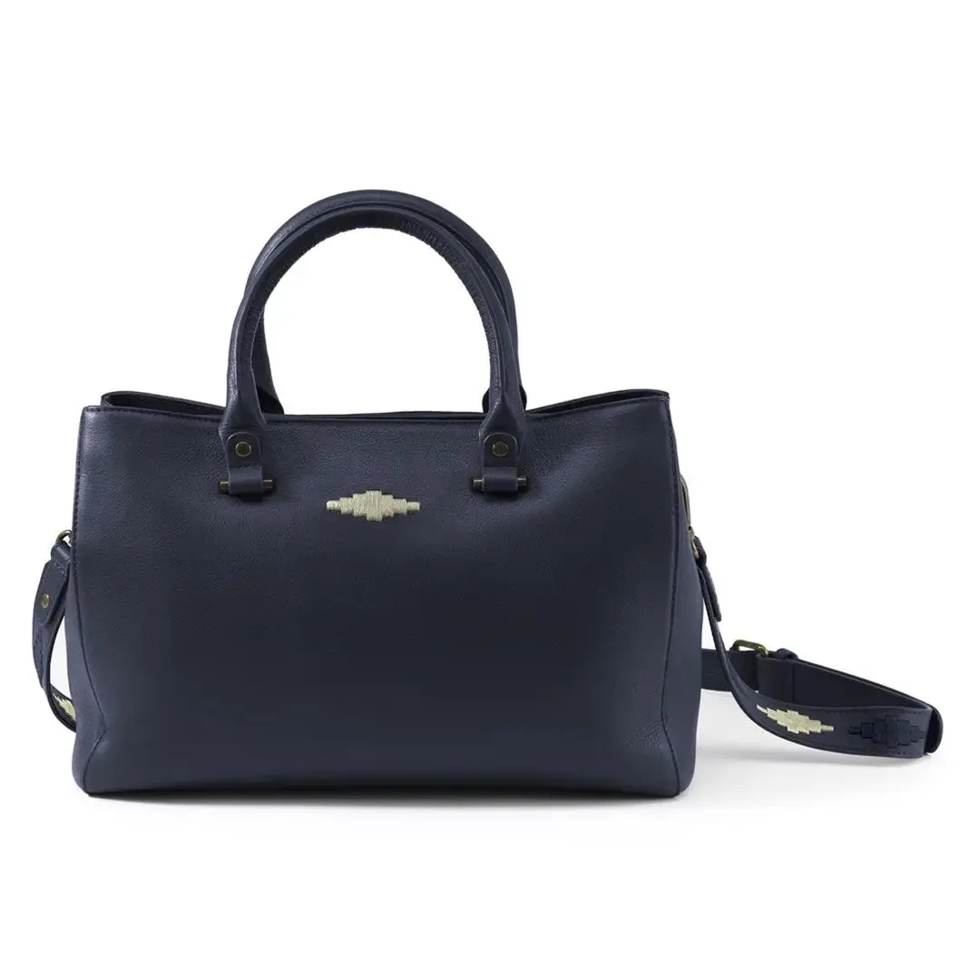 Diversa Satchel Bag - Navy Leather by Pampeano