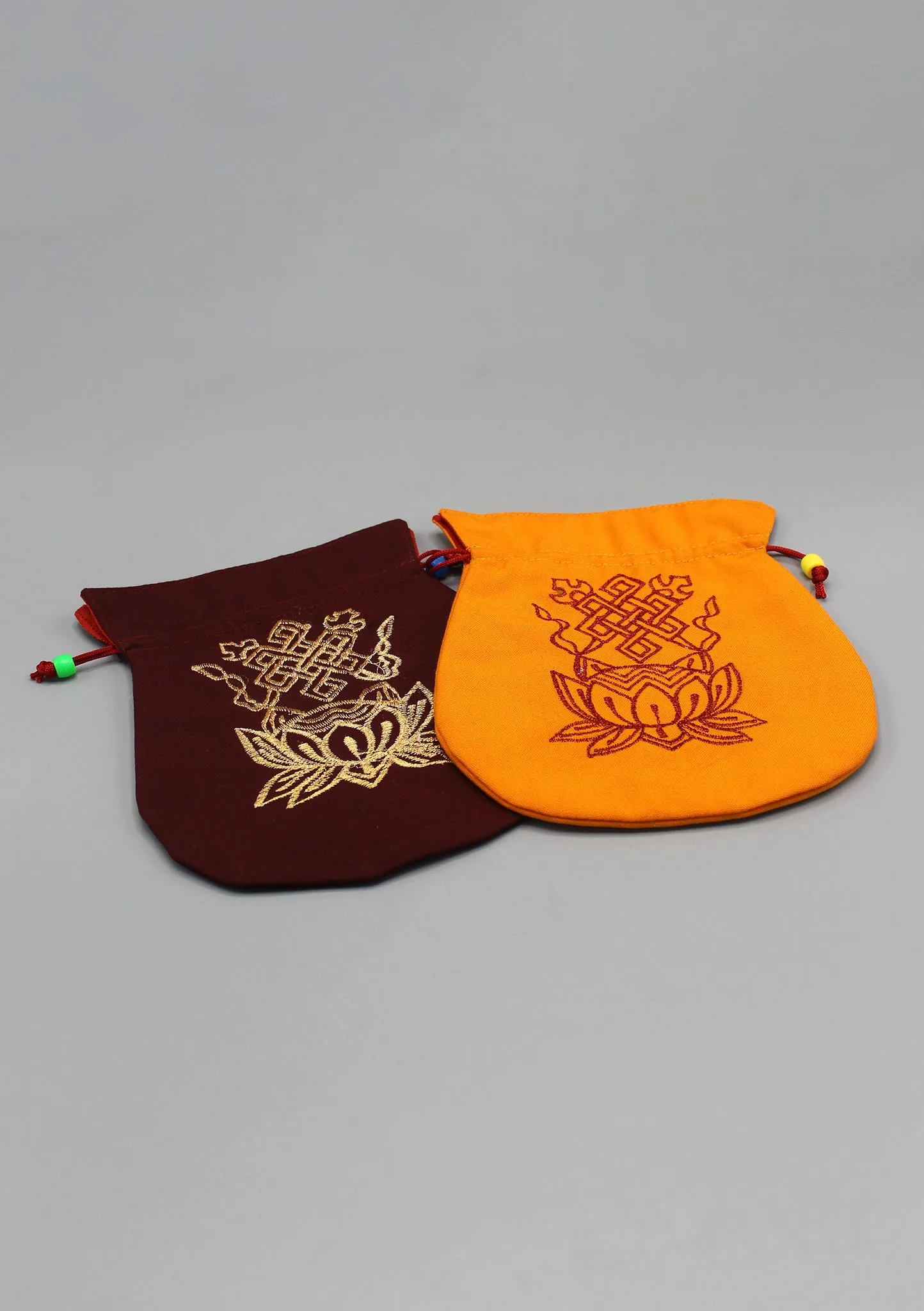 Endless Knot Lotus Embroidery Cotton Mala Bag