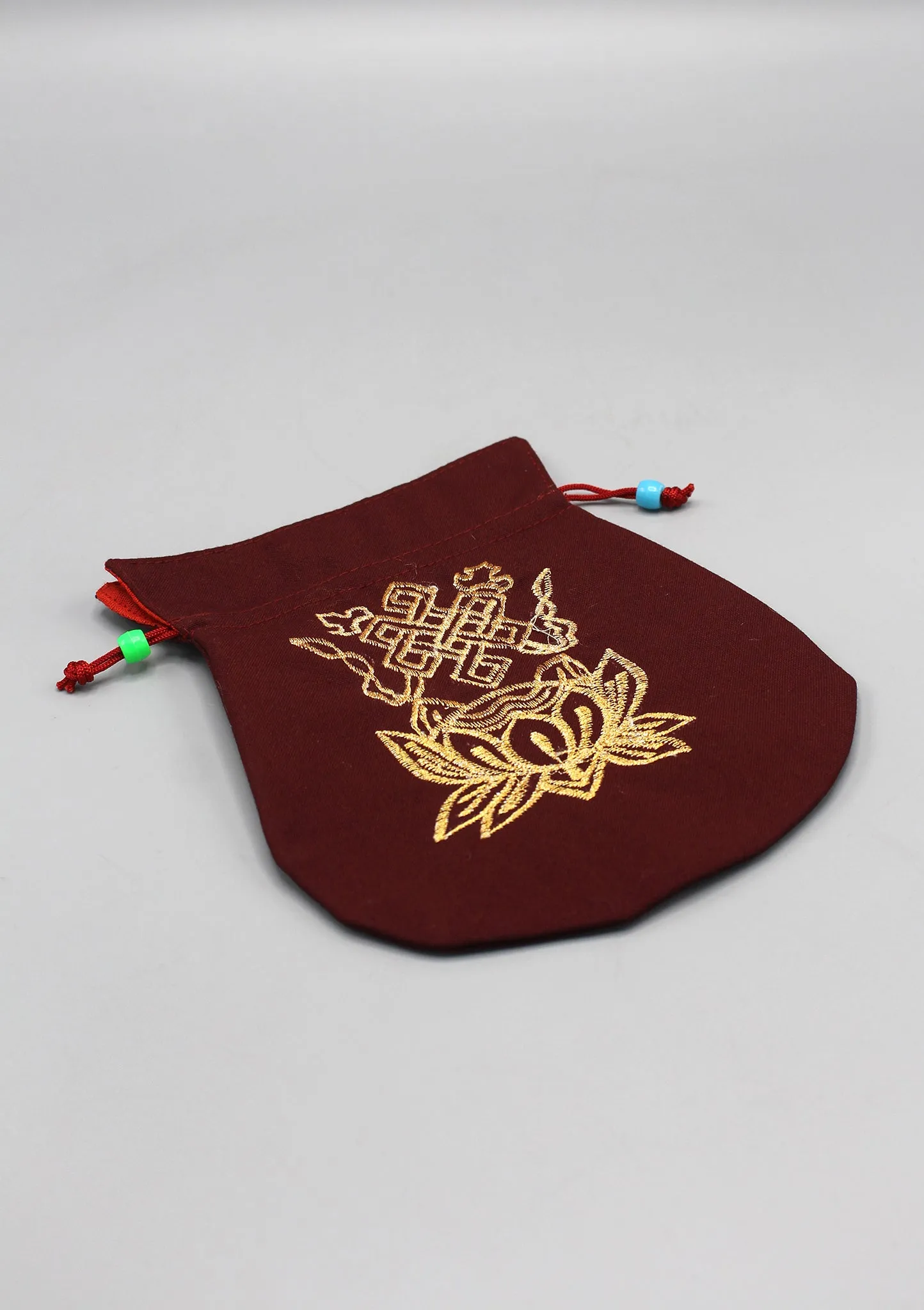 Endless Knot Lotus Embroidery Cotton Mala Bag