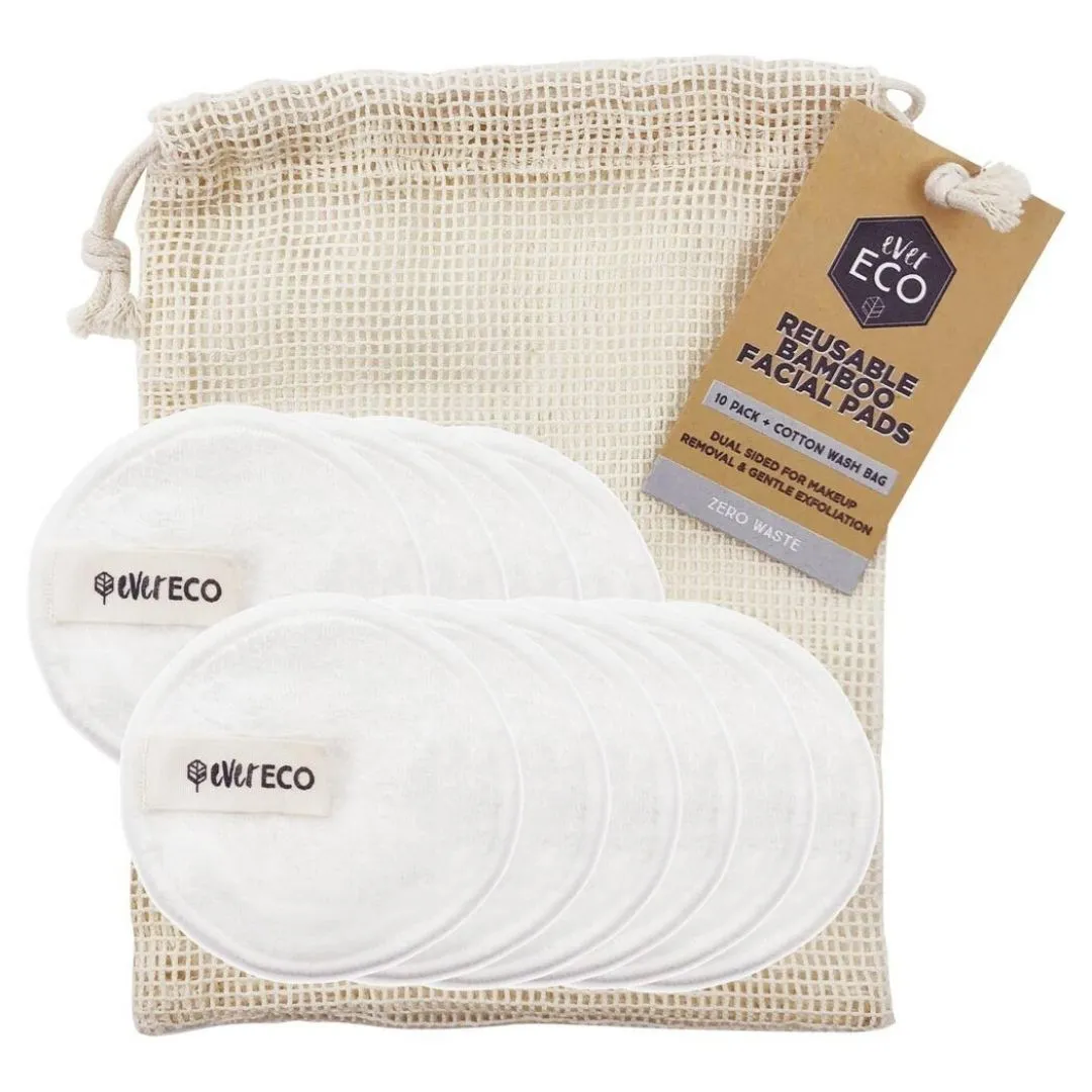 Ever Eco - Reusable Bamboo Facial Pads & Wash Bag | WHITE