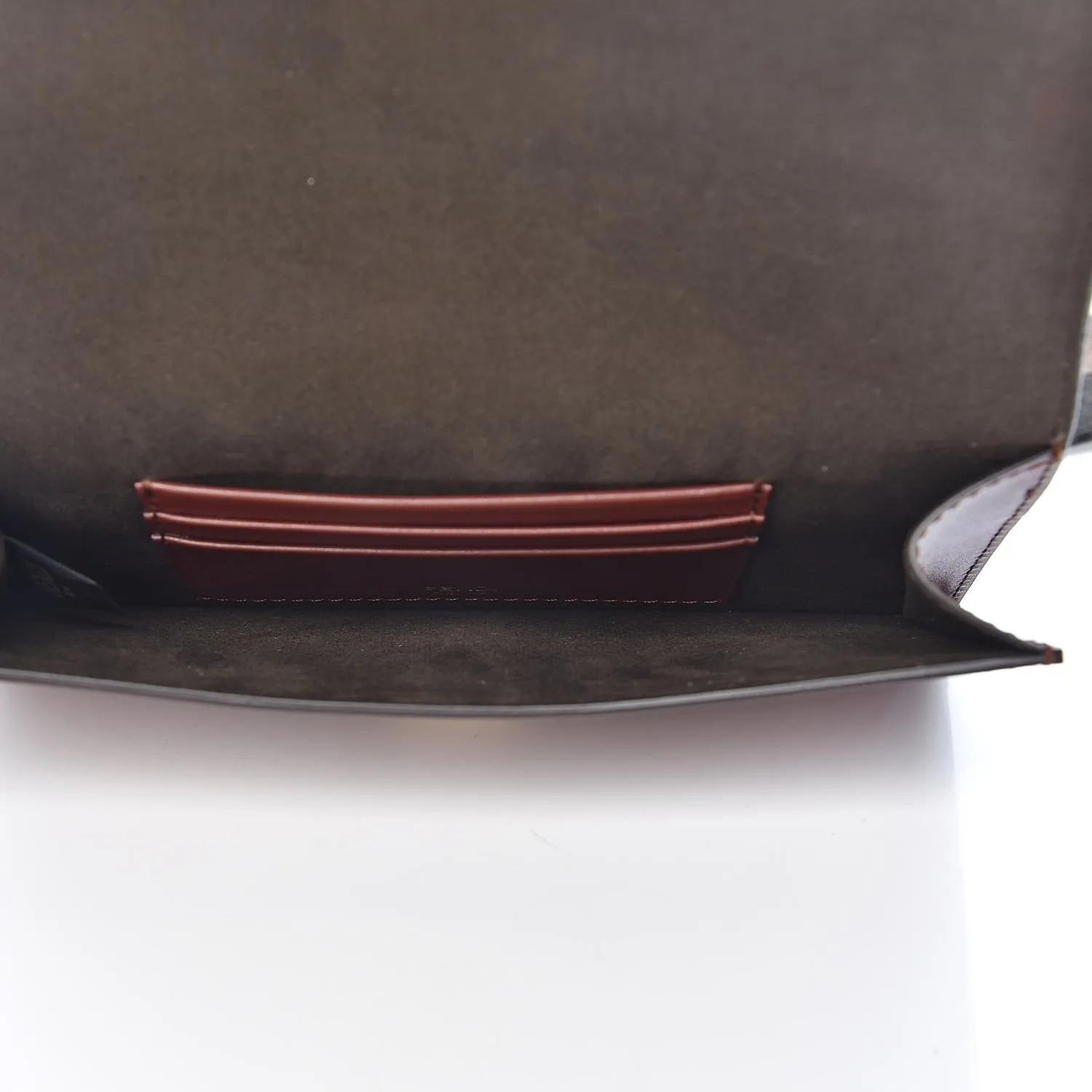 Fendi Baguette Brown Calfskin Leather Flat Mini Shoulder Bag 8BS039