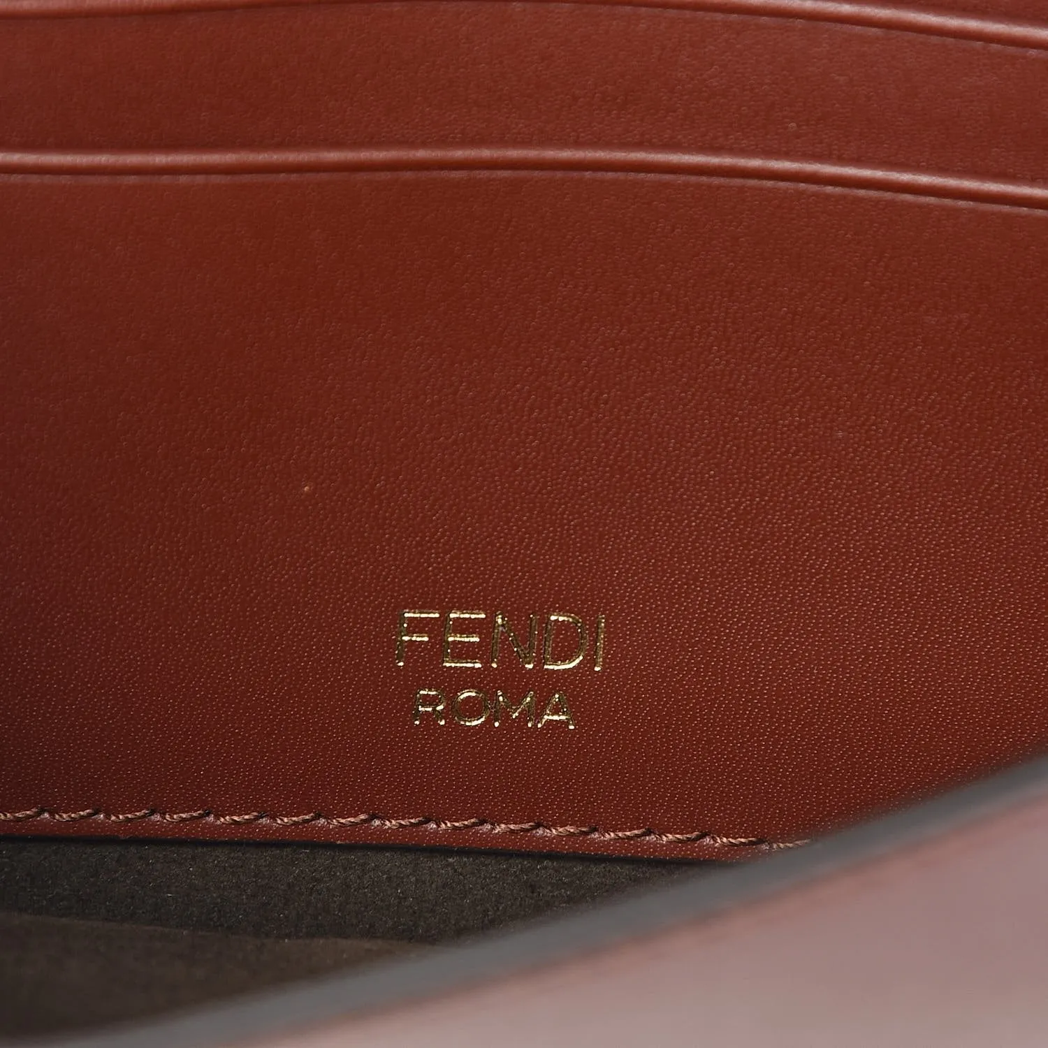 Fendi Baguette Brown Calfskin Leather Flat Mini Shoulder Bag 8BS039