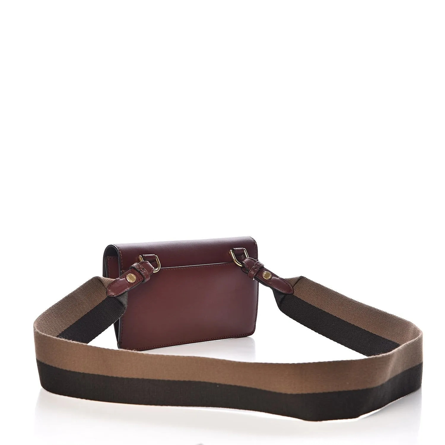 Fendi Baguette Brown Calfskin Leather Flat Mini Shoulder Bag 8BS039