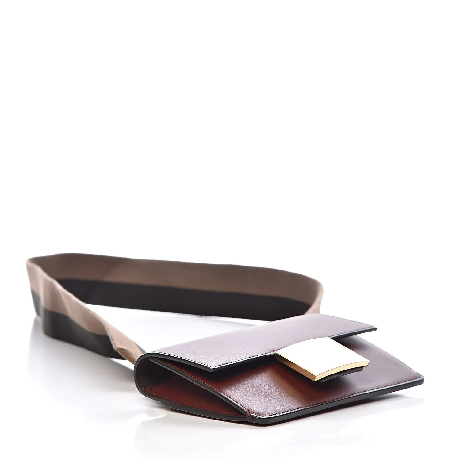 Fendi Baguette Brown Calfskin Leather Flat Mini Shoulder Bag 8BS039