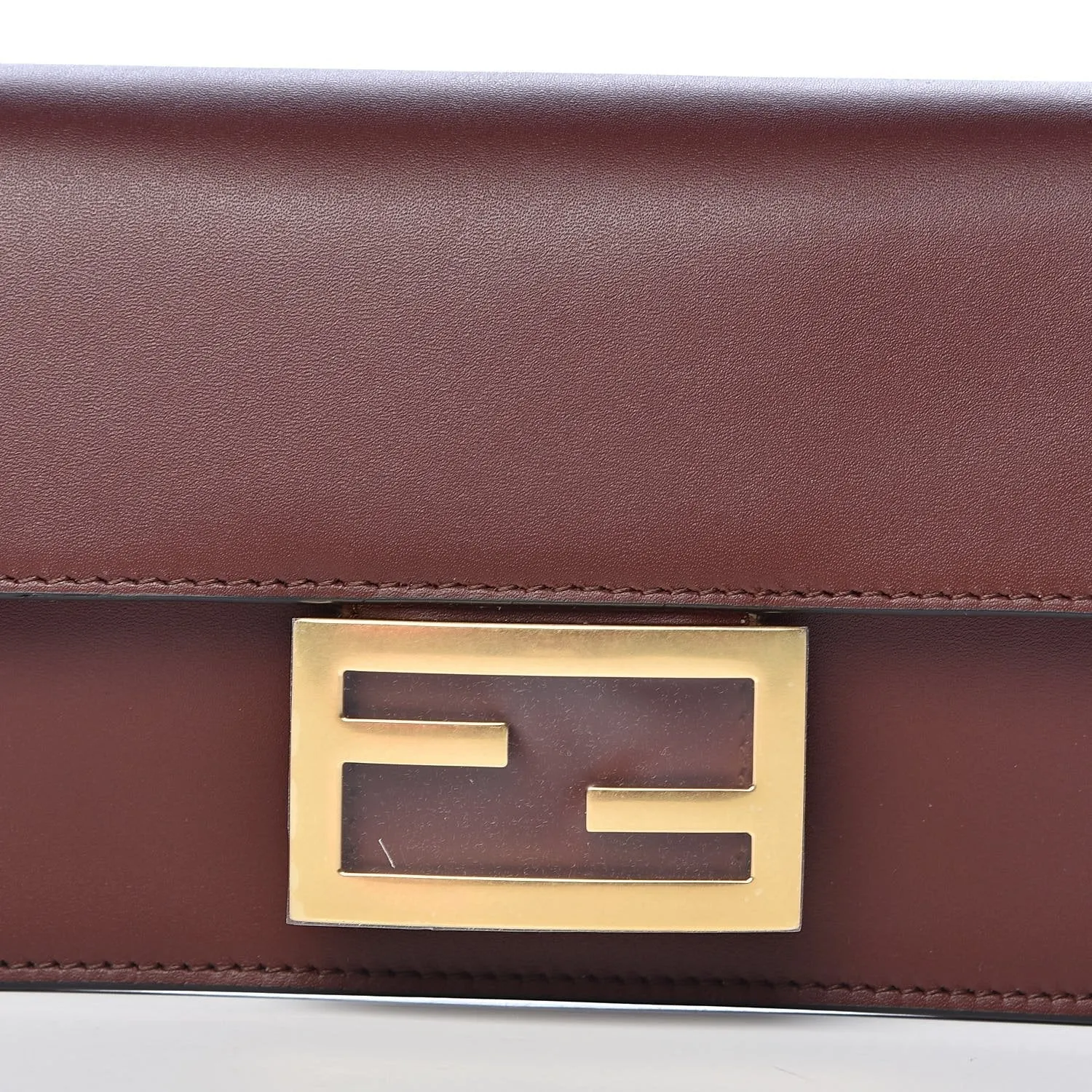 Fendi Baguette Brown Calfskin Leather Flat Mini Shoulder Bag 8BS039