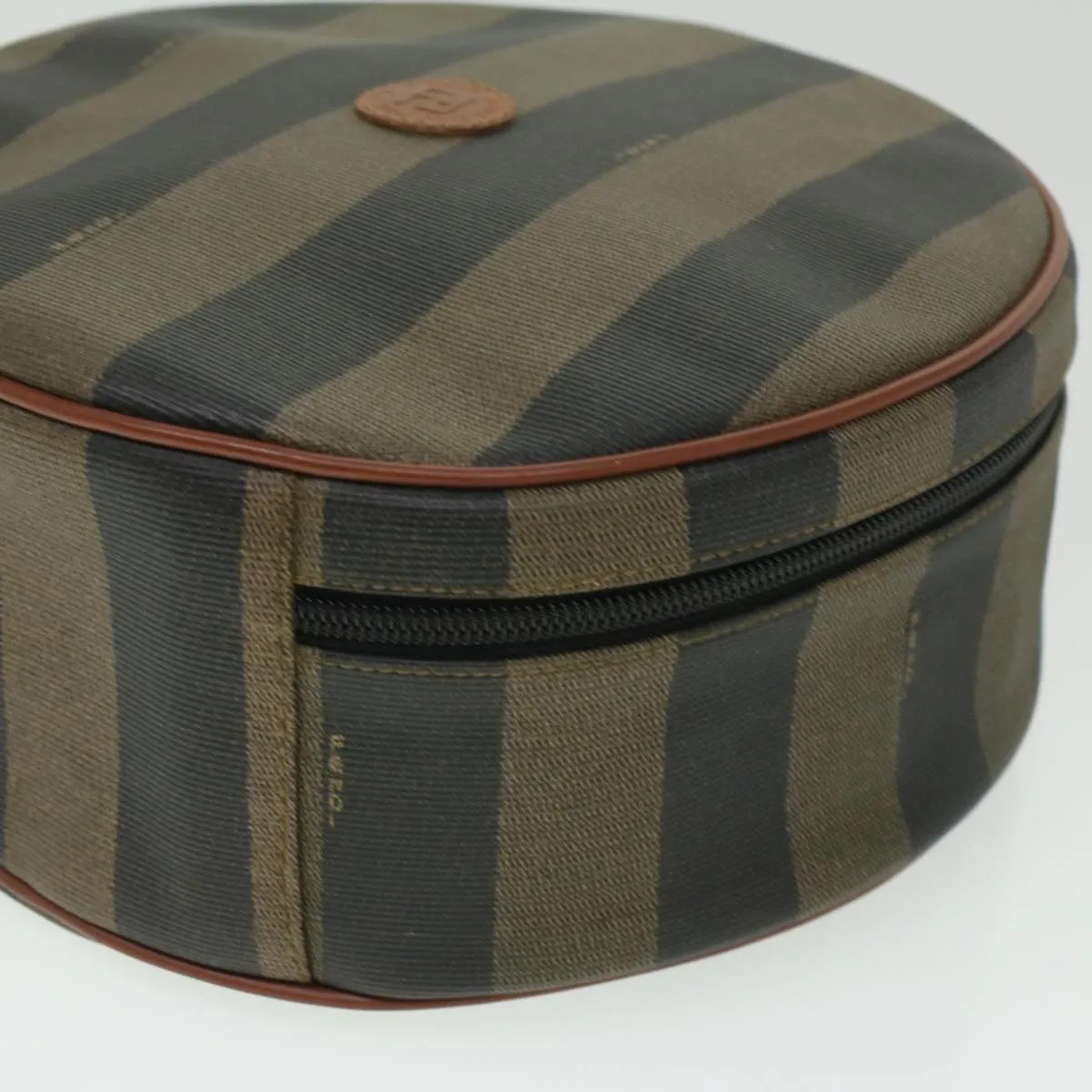FENDI Pecan Canvas Hand Bag 2way Brown Khaki Auth 36762