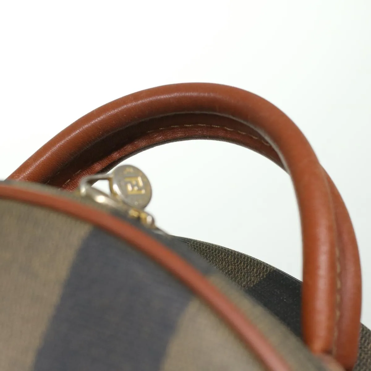 FENDI Pecan Canvas Hand Bag 2way Brown Khaki Auth 36762