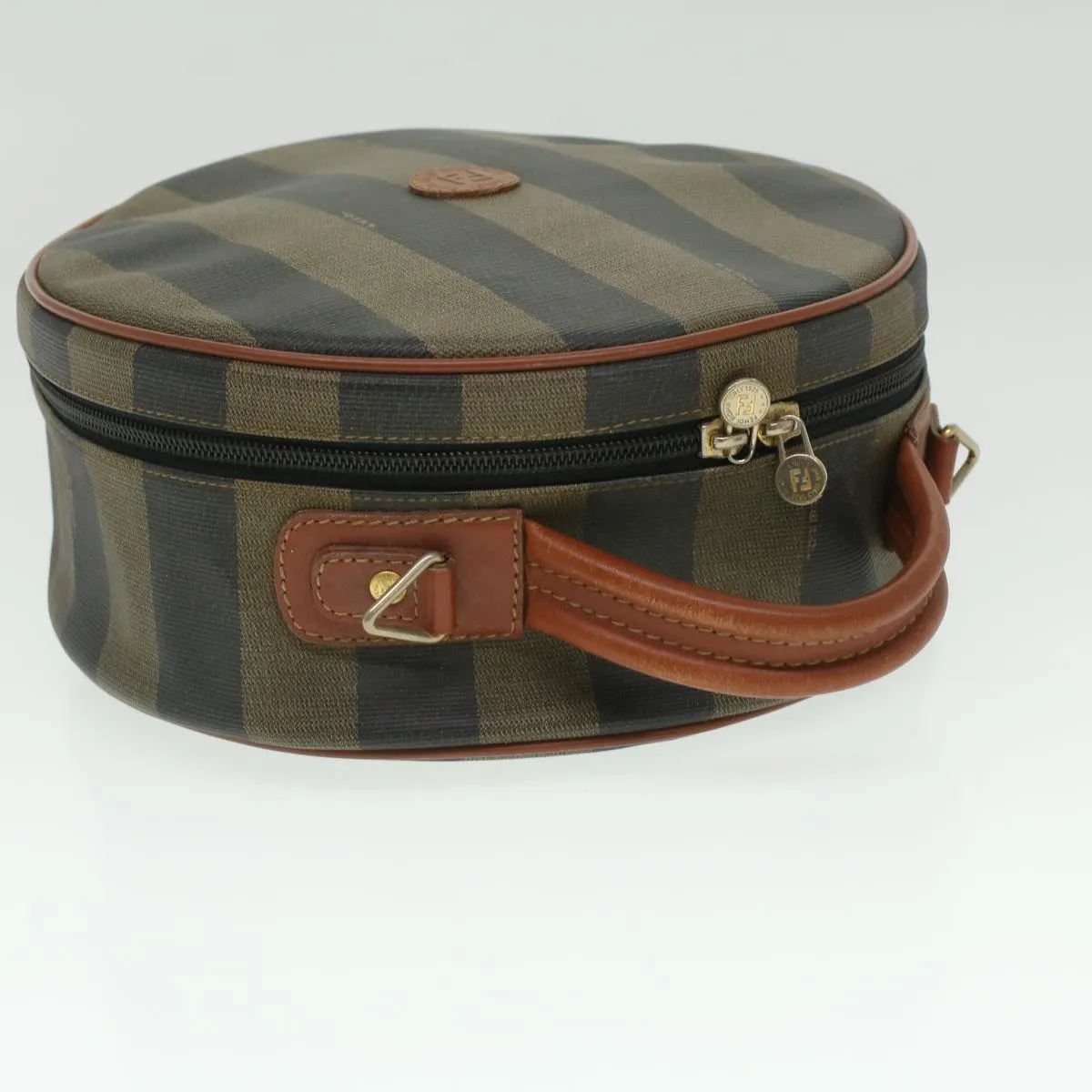FENDI Pecan Canvas Hand Bag 2way Brown Khaki Auth 36762