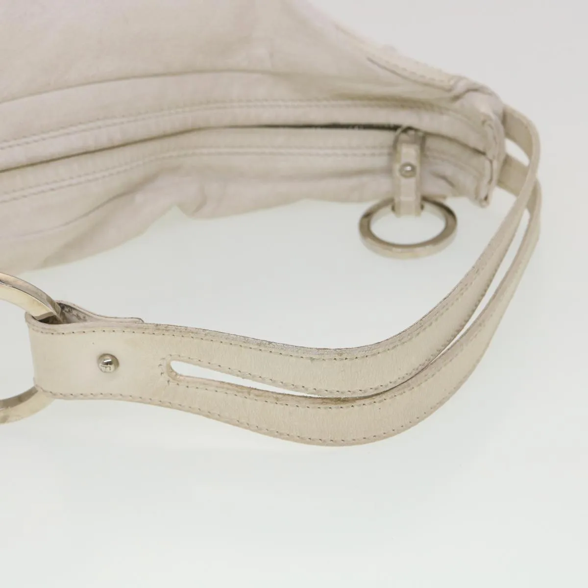 FENDI Shoulder Bag Leather White Auth am4051
