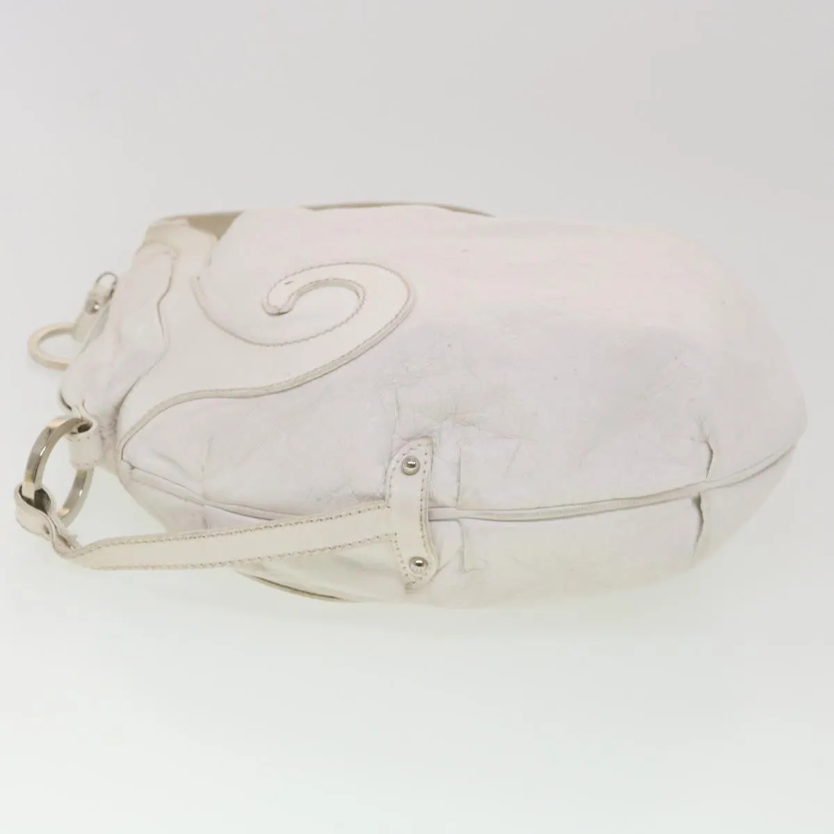 FENDI Shoulder Bag Leather White Auth am4051