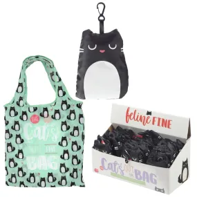 Foldable Reusable Eco Friendly Shopping Bag - Feline Fine The Cats Out of the Bag