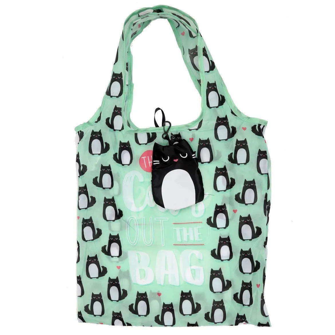 Foldable Reusable Eco Friendly Shopping Bag - Feline Fine The Cats Out of the Bag
