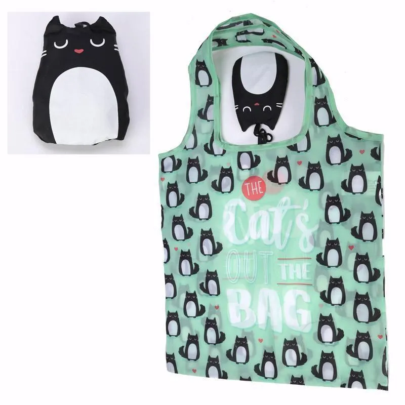 Foldable Reusable Eco Friendly Shopping Bag - Feline Fine The Cats Out of the Bag