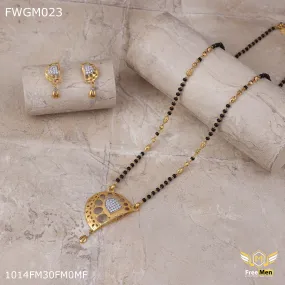Freemen 1gm Half Circle AD Mangalsutra With Earring for women - FWGM024
