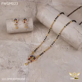 Freemen 1GM One line colour ad pendent mangalsutra With Earring for women - FWGM023