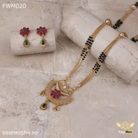 Freemen Antique Three line Mangalsutra With Earring for women - FWM020
