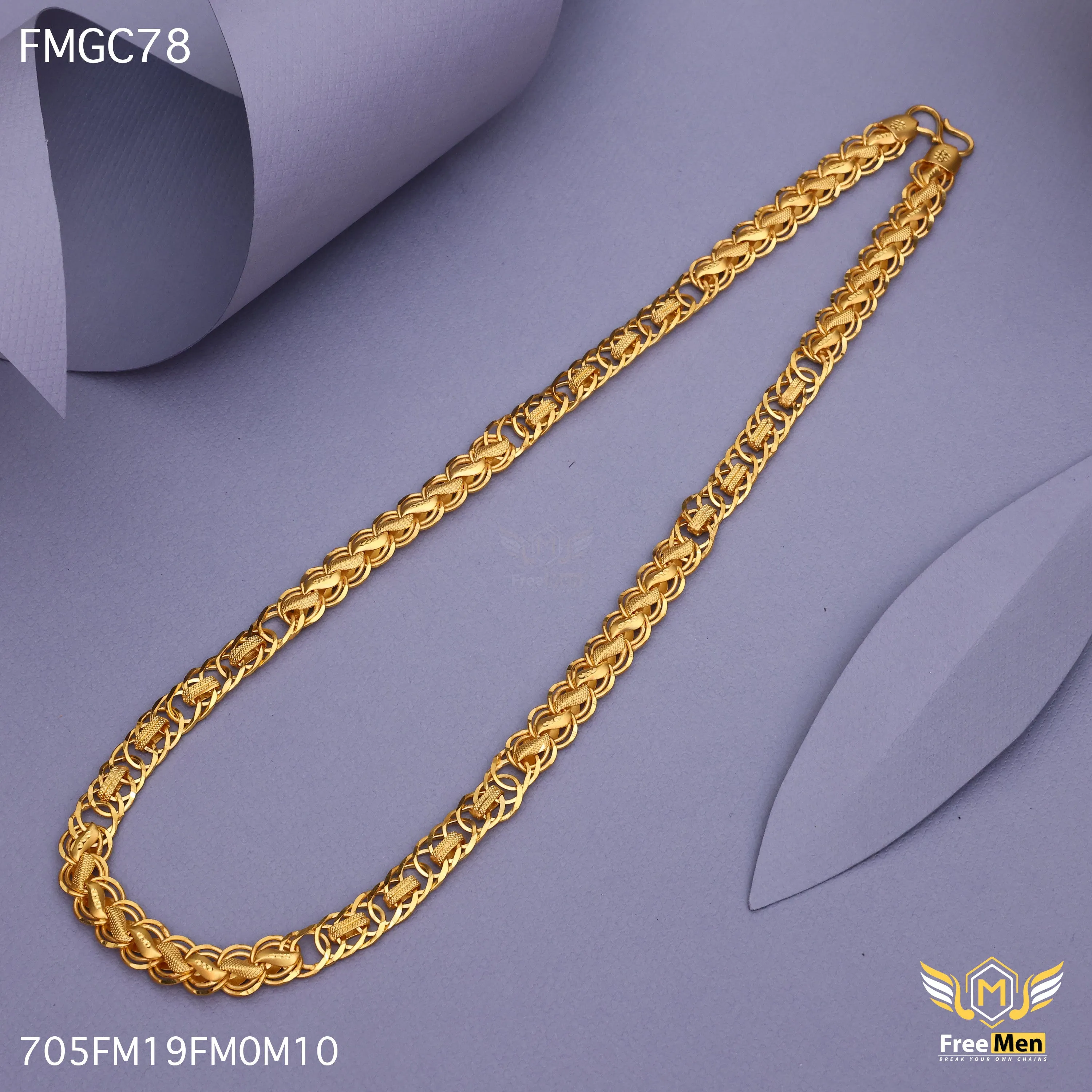 Freemen Gold Plated kohli Rings DurableChain for Men - FMGC78