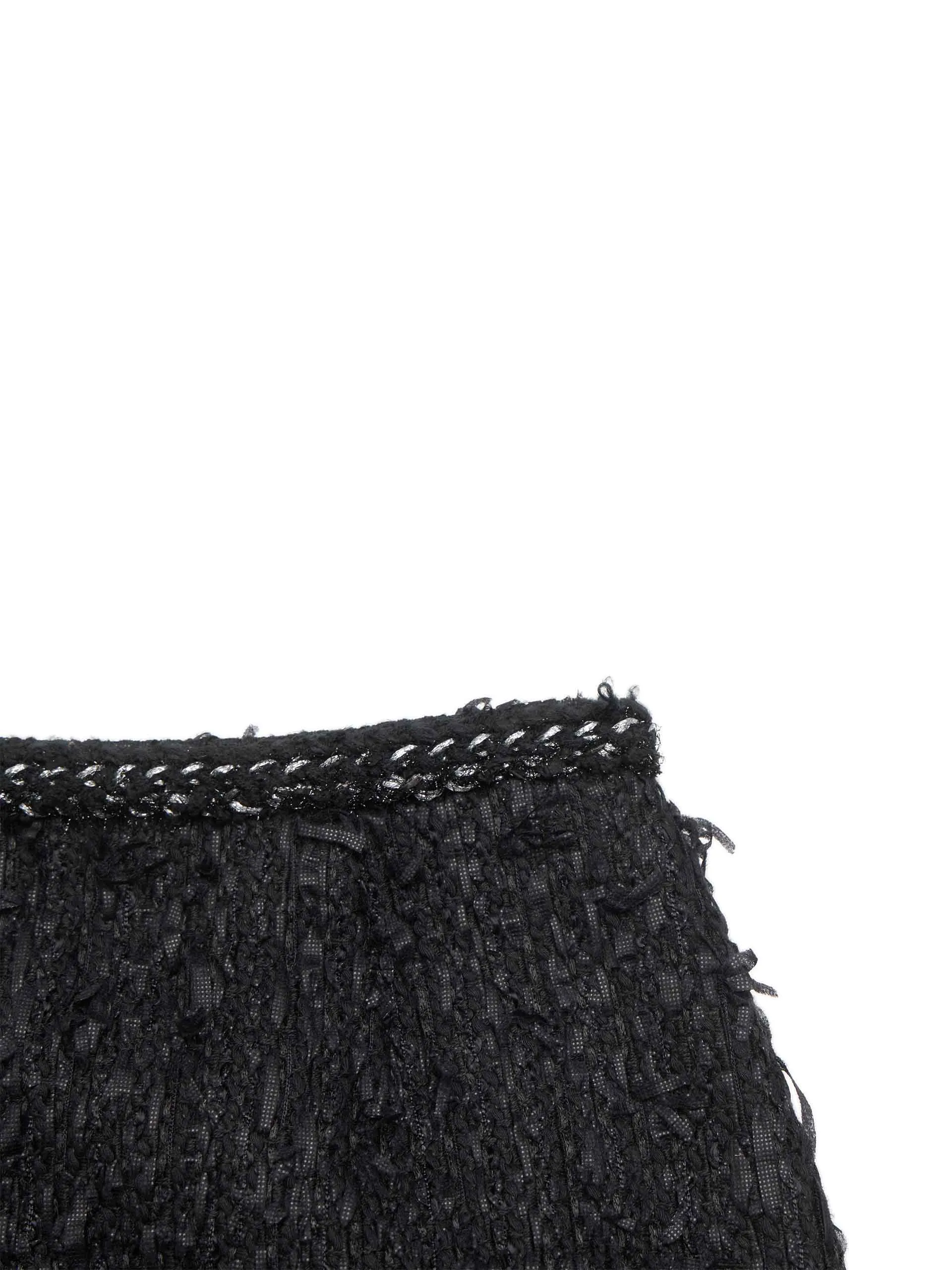 Fringed Detail Tweed Skirt