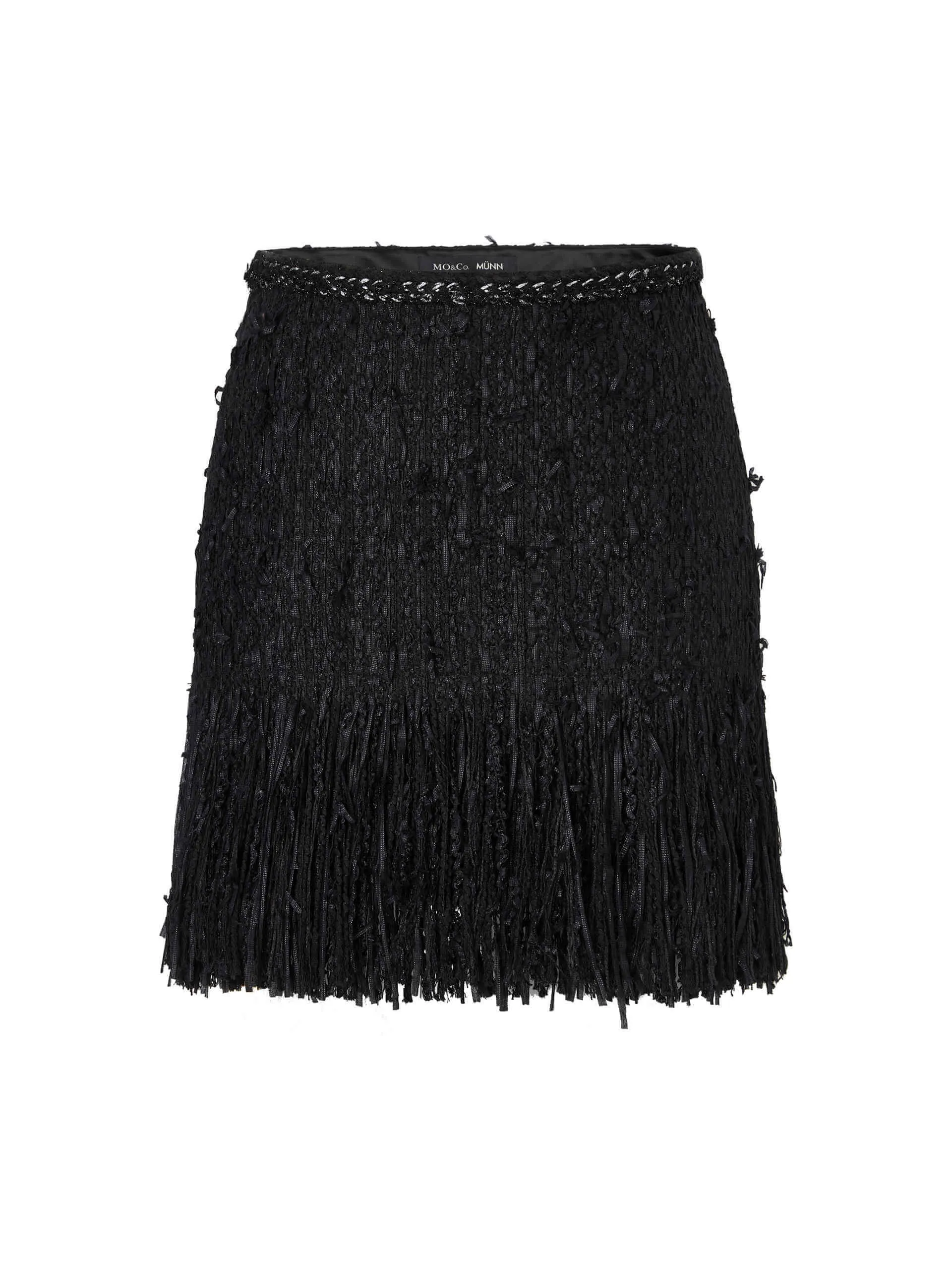 Fringed Detail Tweed Skirt