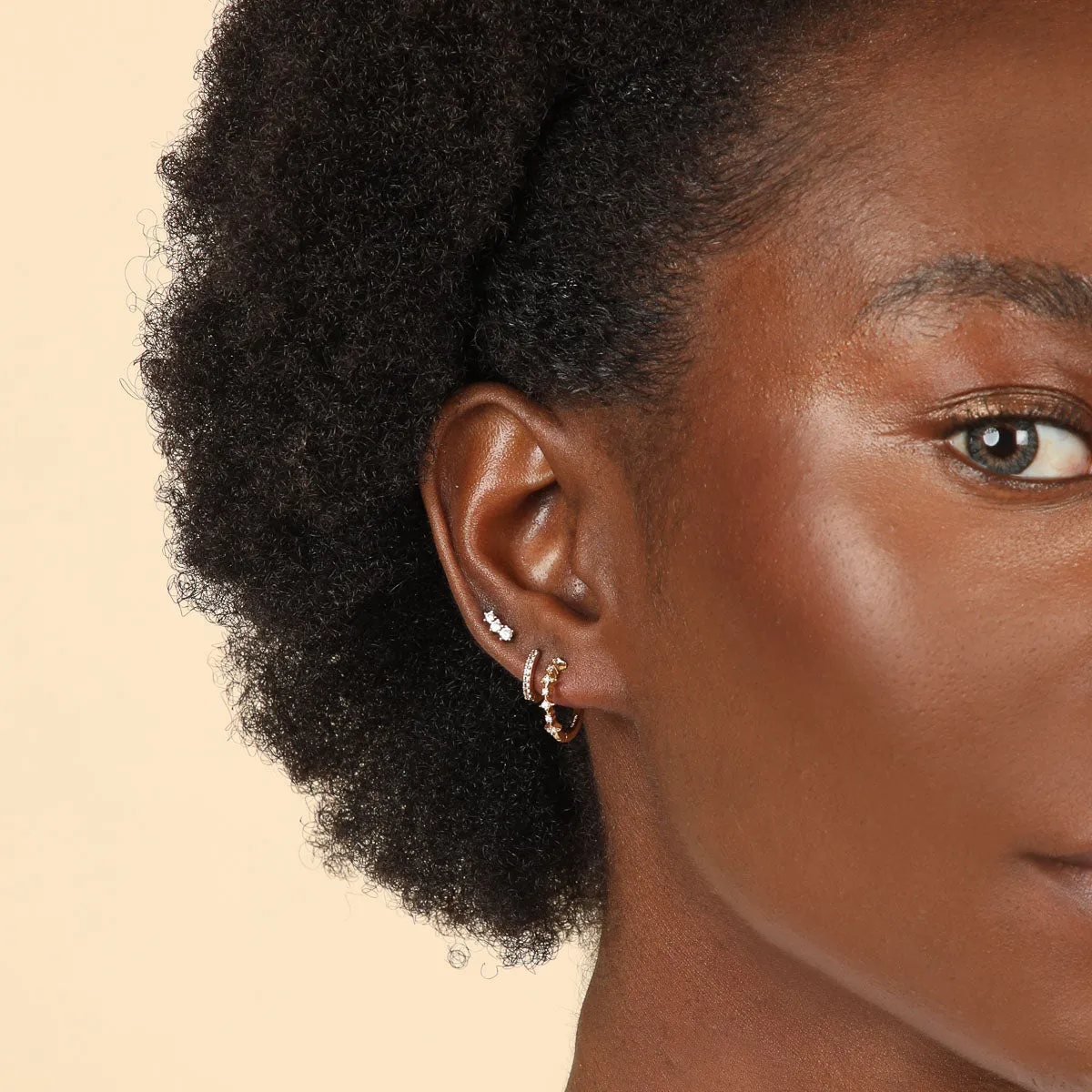 Glimmer Crystal Climber Stud Earrings in Gold