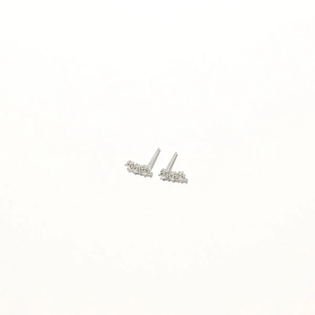 Glimmer Crystal Climber Stud Earrings in Silver