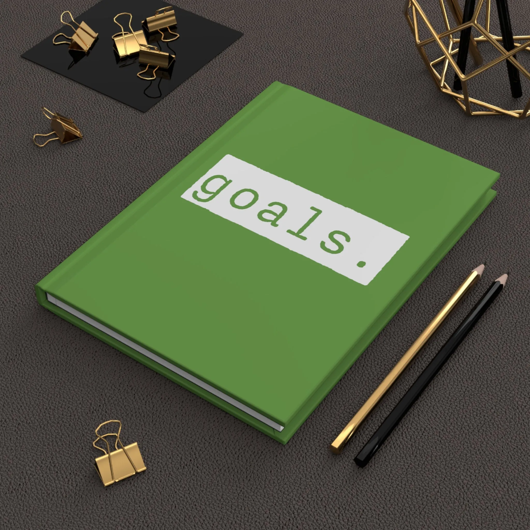 Goals Green Matte Hardcover Journal | Blank Book for Notes | Lined Notebook Diary Milestone Log