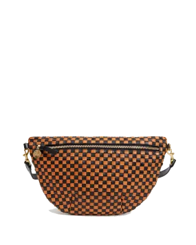 Grande Fanny Bag in Black & Natural Woven Checker