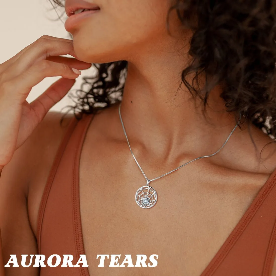 Halloween Spider Necklace Tarantula Web Pendant Women Jewelry 925 Sterling Silver