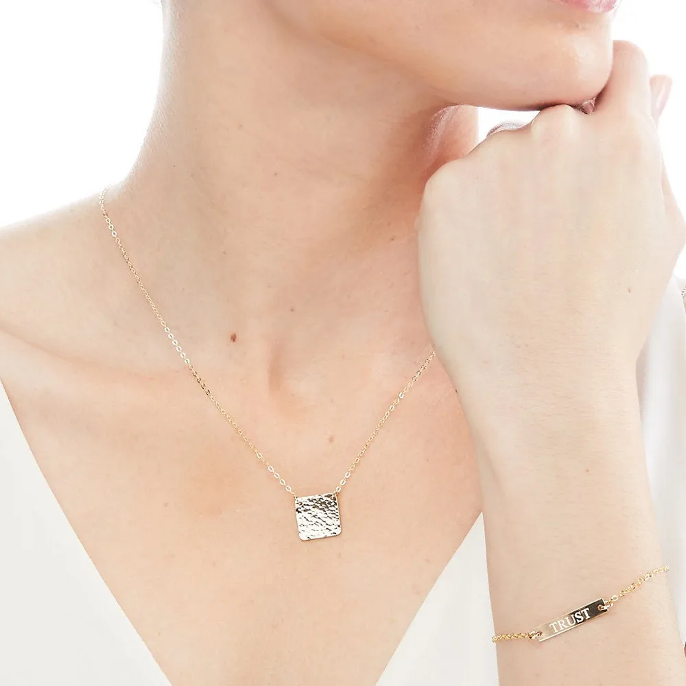Hammered Texture - Square Necklace - CG257N. Starts at