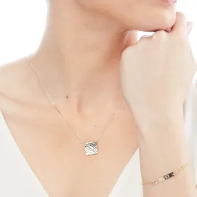 Hammered Texture - Square Necklace - CG257N. Starts at