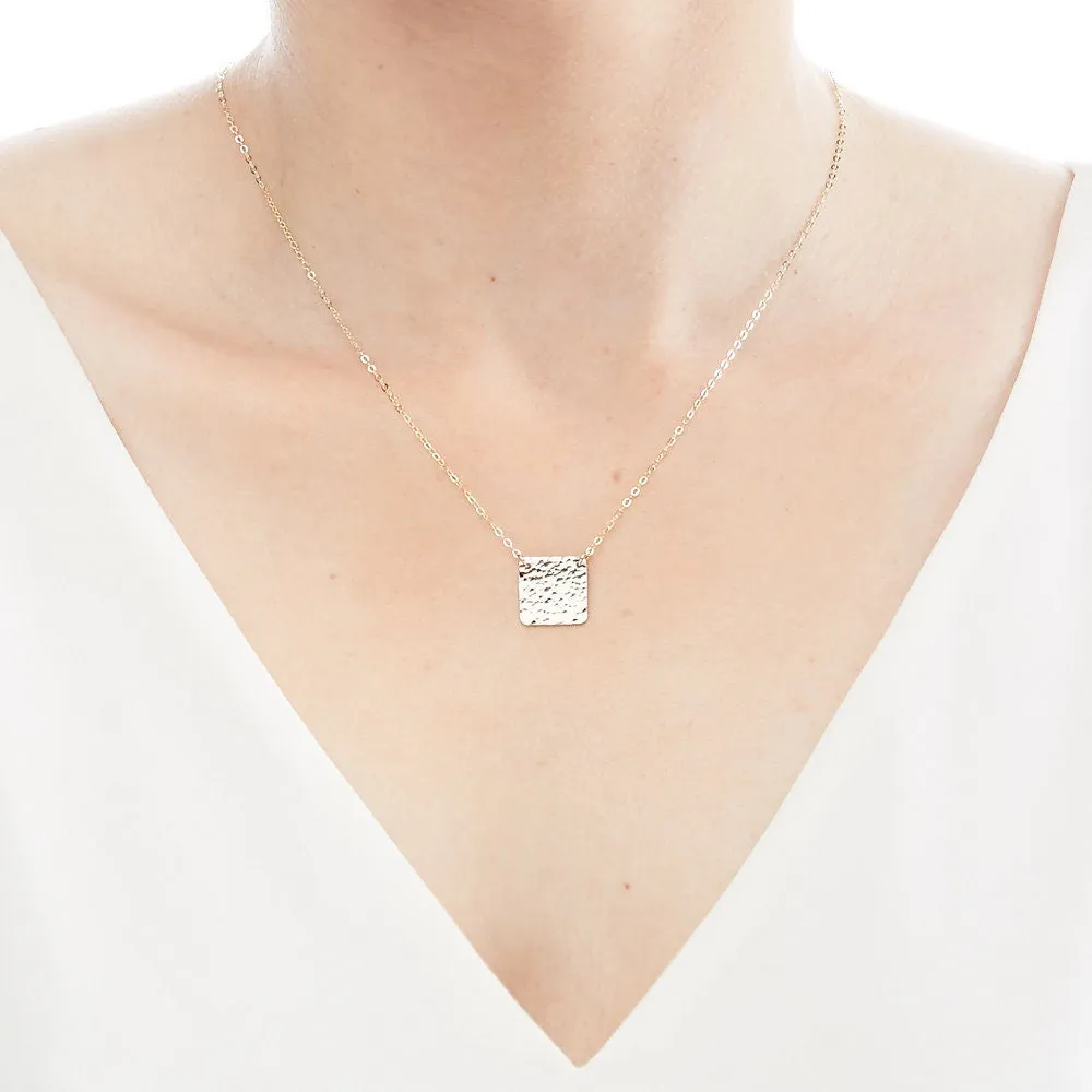 Hammered Texture - Square Necklace - CG257N. Starts at