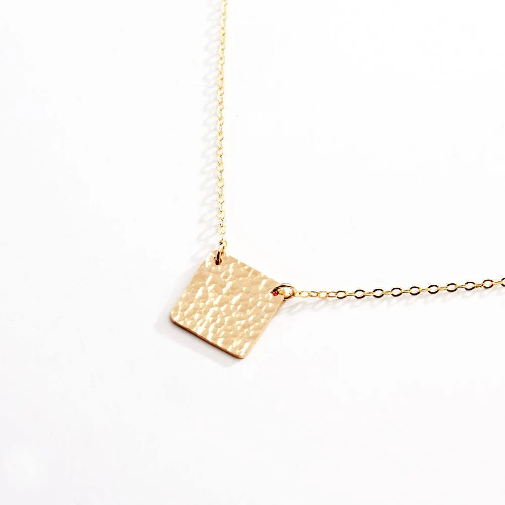 Hammered Texture - Square Necklace - CG257N. Starts at