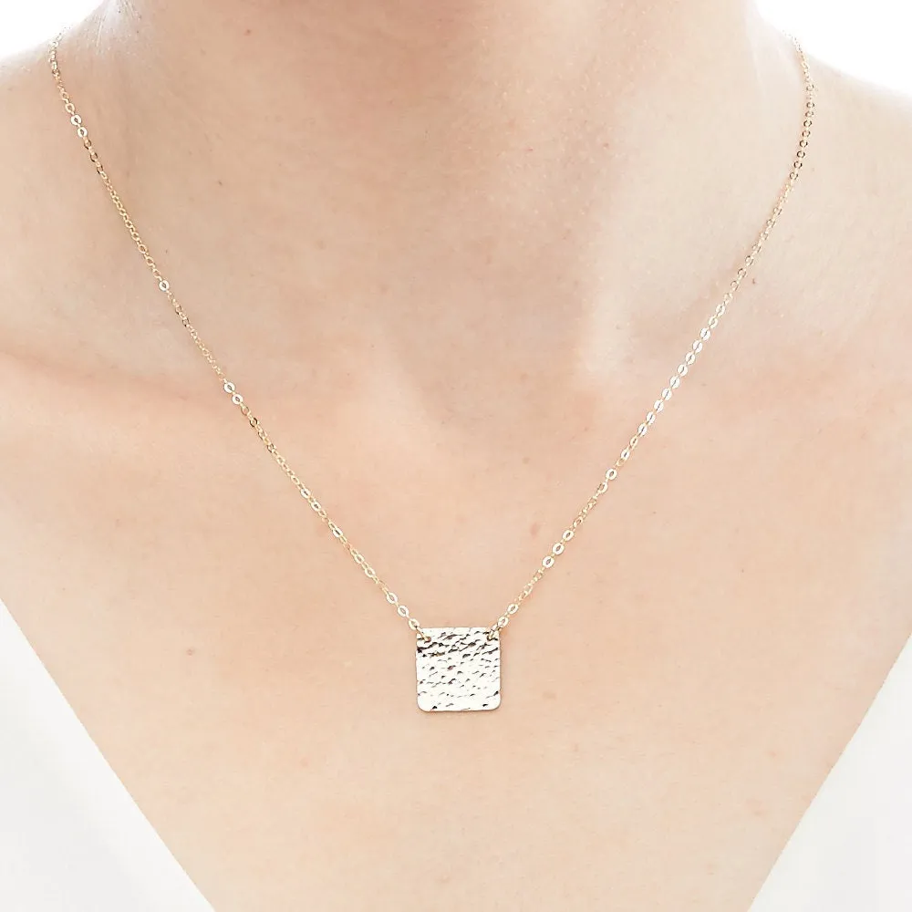 Hammered Texture - Square Necklace - CG257N. Starts at